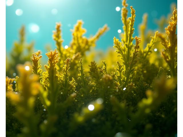 Algas marinhas cultivadas em aquacultura.