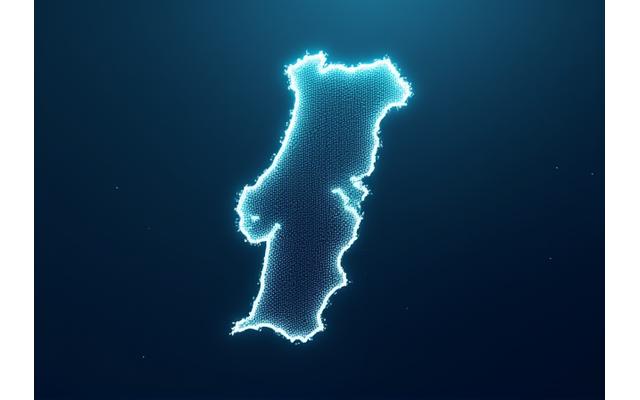 Representação visual de um mapa de Portugal com ícones de universidades interligados por linhas, simbolizando parcerias e investigação